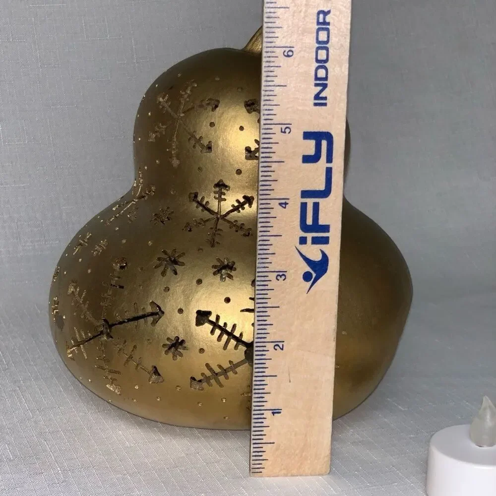 Gold Gourd Tea Light Fall Winter Home Decor Snowflake  Holiday